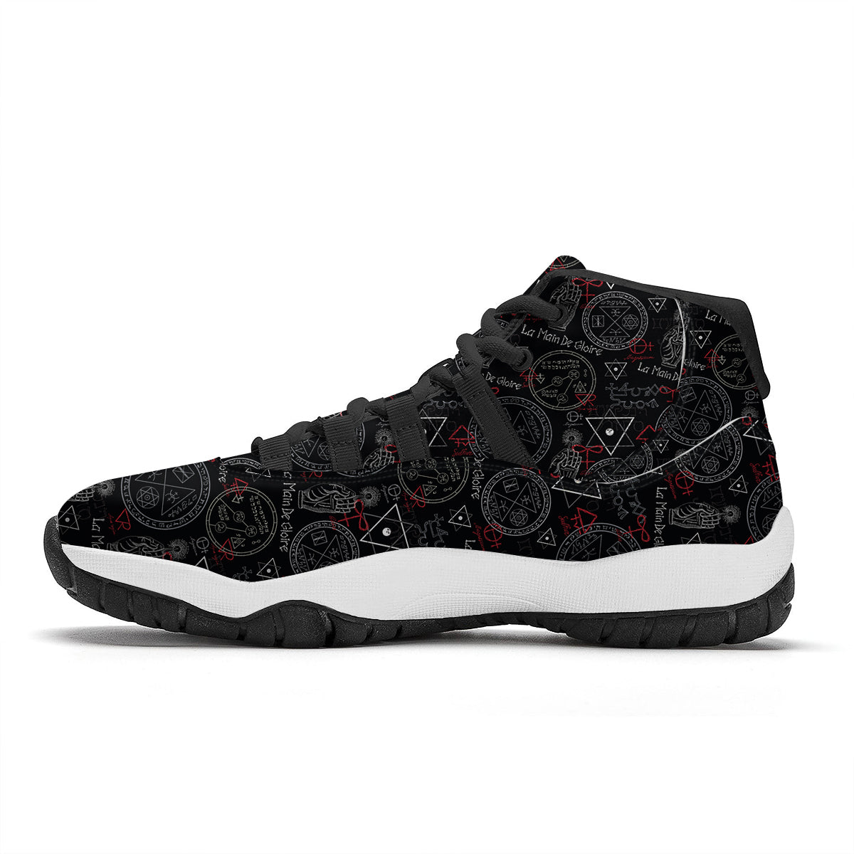 Witch Wiccan Pagan Pattern Print Black Bball Shoes-grizzshop