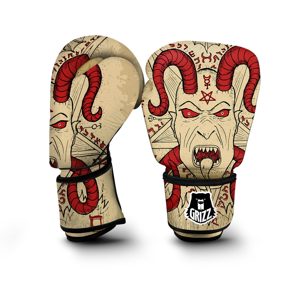 Witch Wiccan Pagan Satanic Pattern Print Boxing Gloves-grizzshop