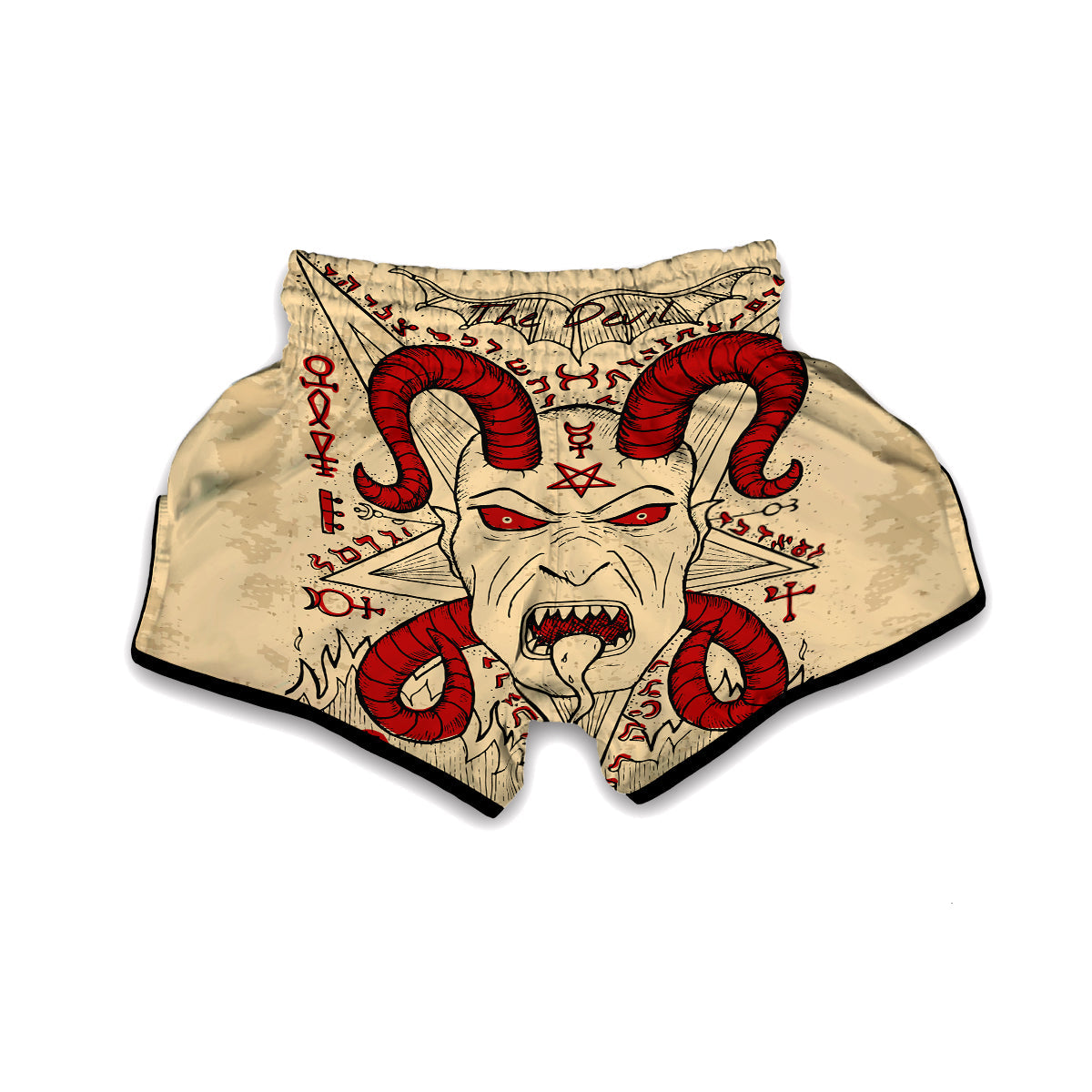 Witch Wiccan Pagan Satanic Pattern Print Muay Thai Boxing Shorts-grizzshop