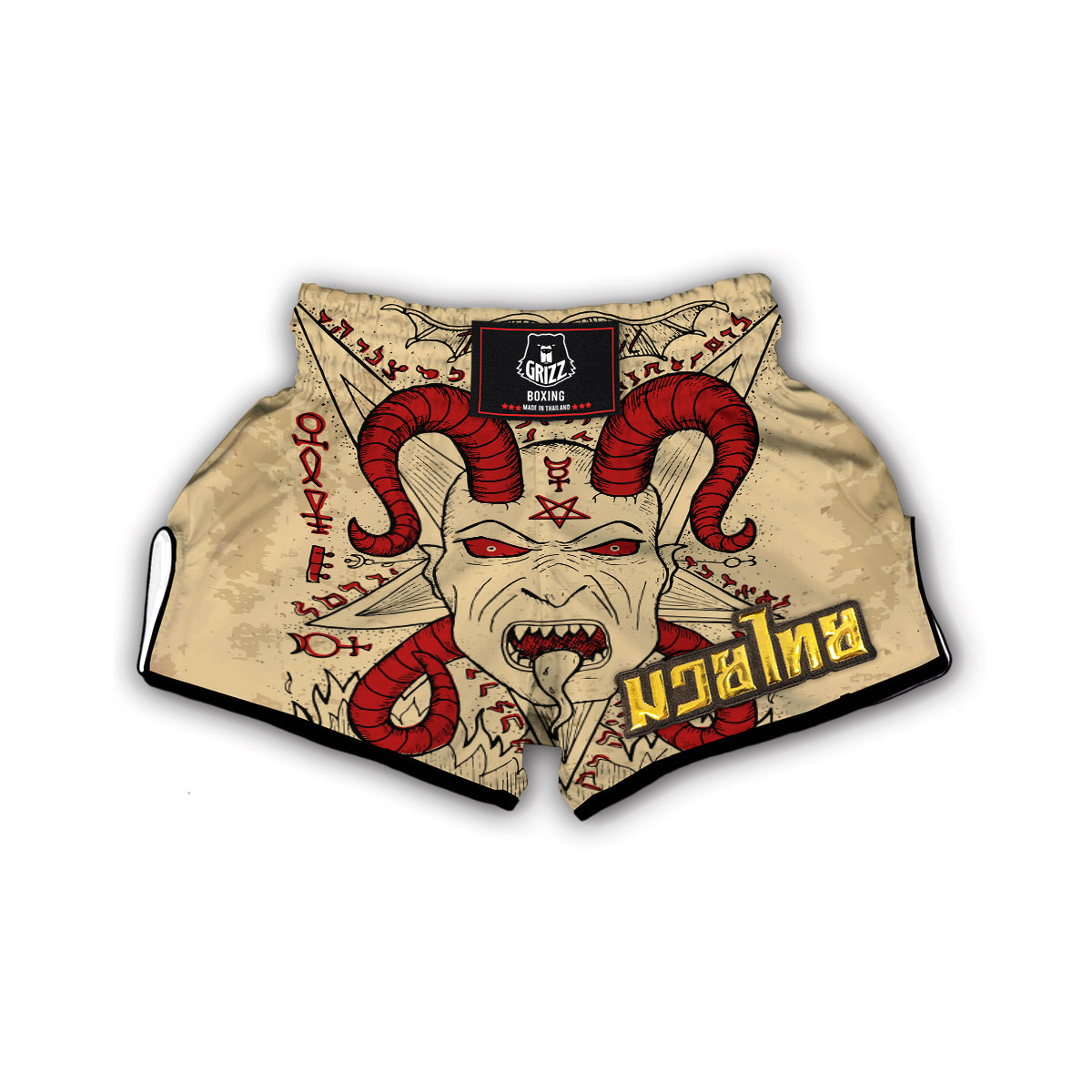 Witch Wiccan Pagan Satanic Pattern Print Muay Thai Boxing Shorts-grizzshop