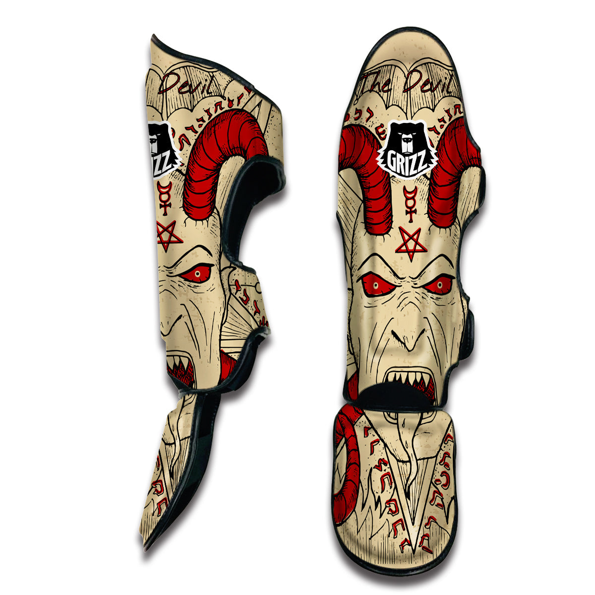 Witch Wiccan Pagan Satanic Pattern Print Muay Thai Shin Guards-grizzshop