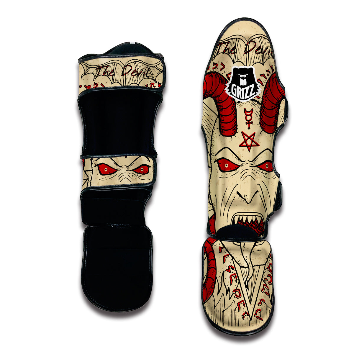 Witch Wiccan Pagan Satanic Pattern Print Muay Thai Shin Guards-grizzshop