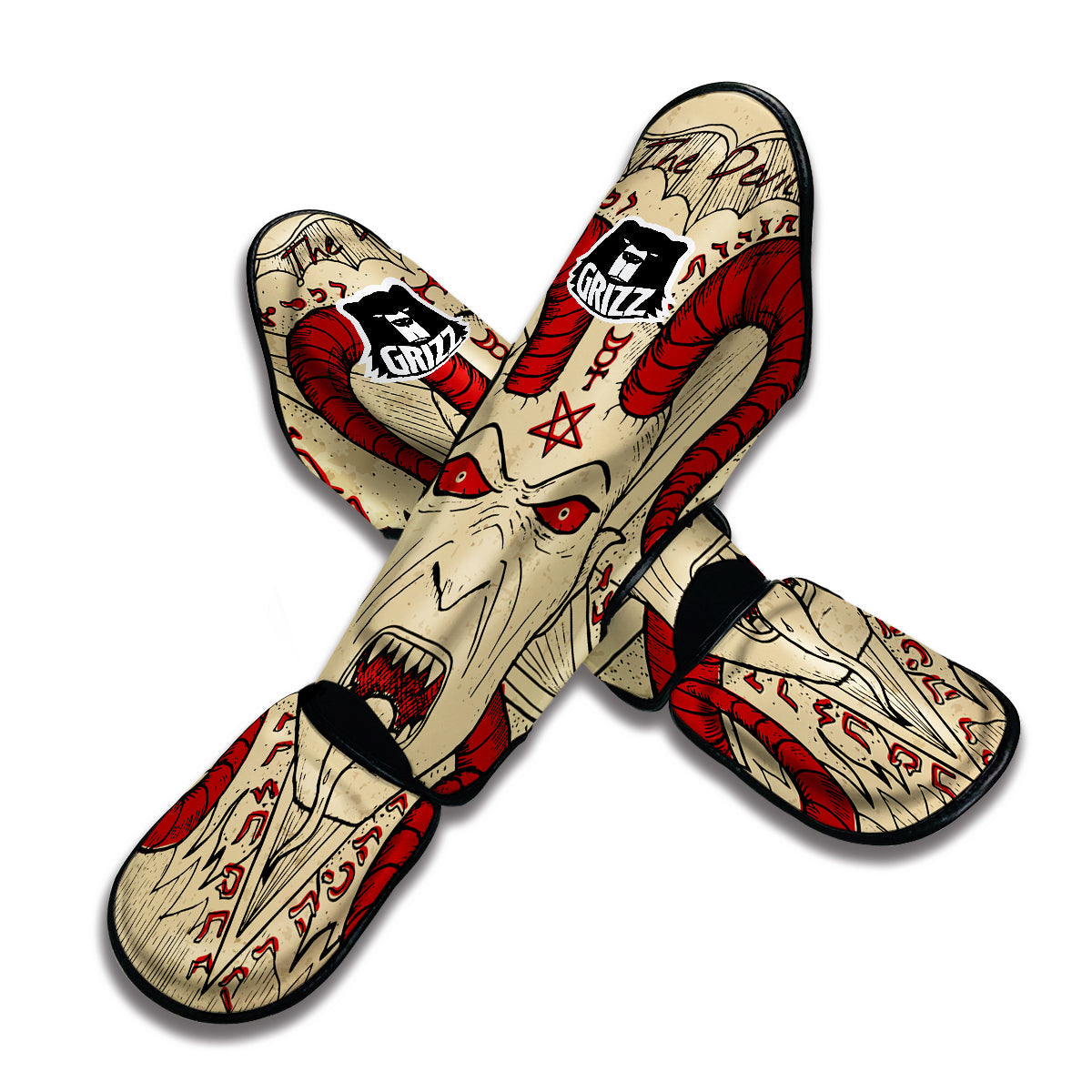 Witch Wiccan Pagan Satanic Pattern Print Muay Thai Shin Guards-grizzshop