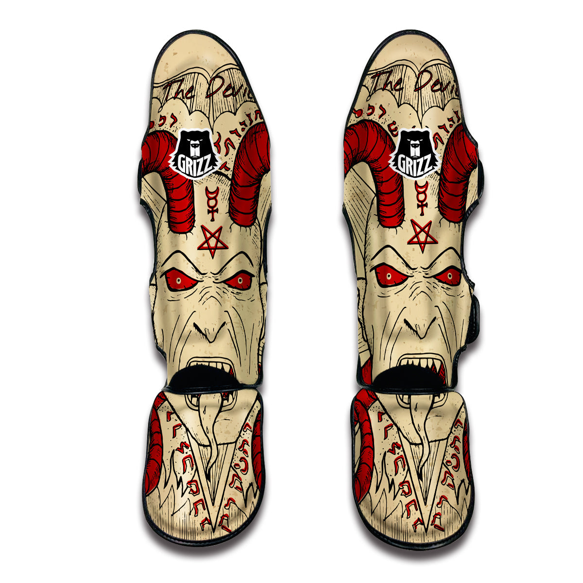 Witch Wiccan Pagan Satanic Pattern Print Muay Thai Shin Guards-grizzshop