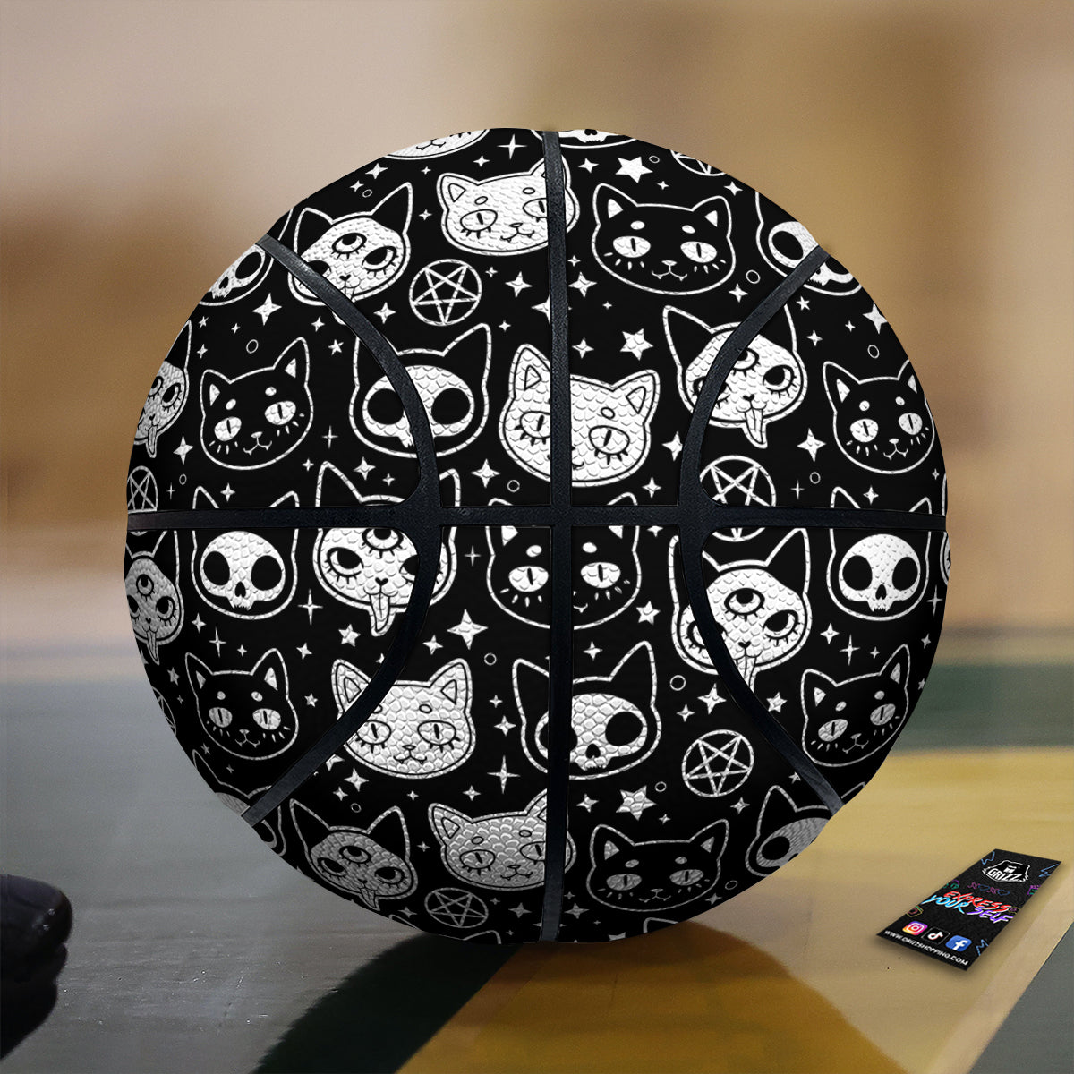 Witch And Ghost Black White Print Pattern Basketball