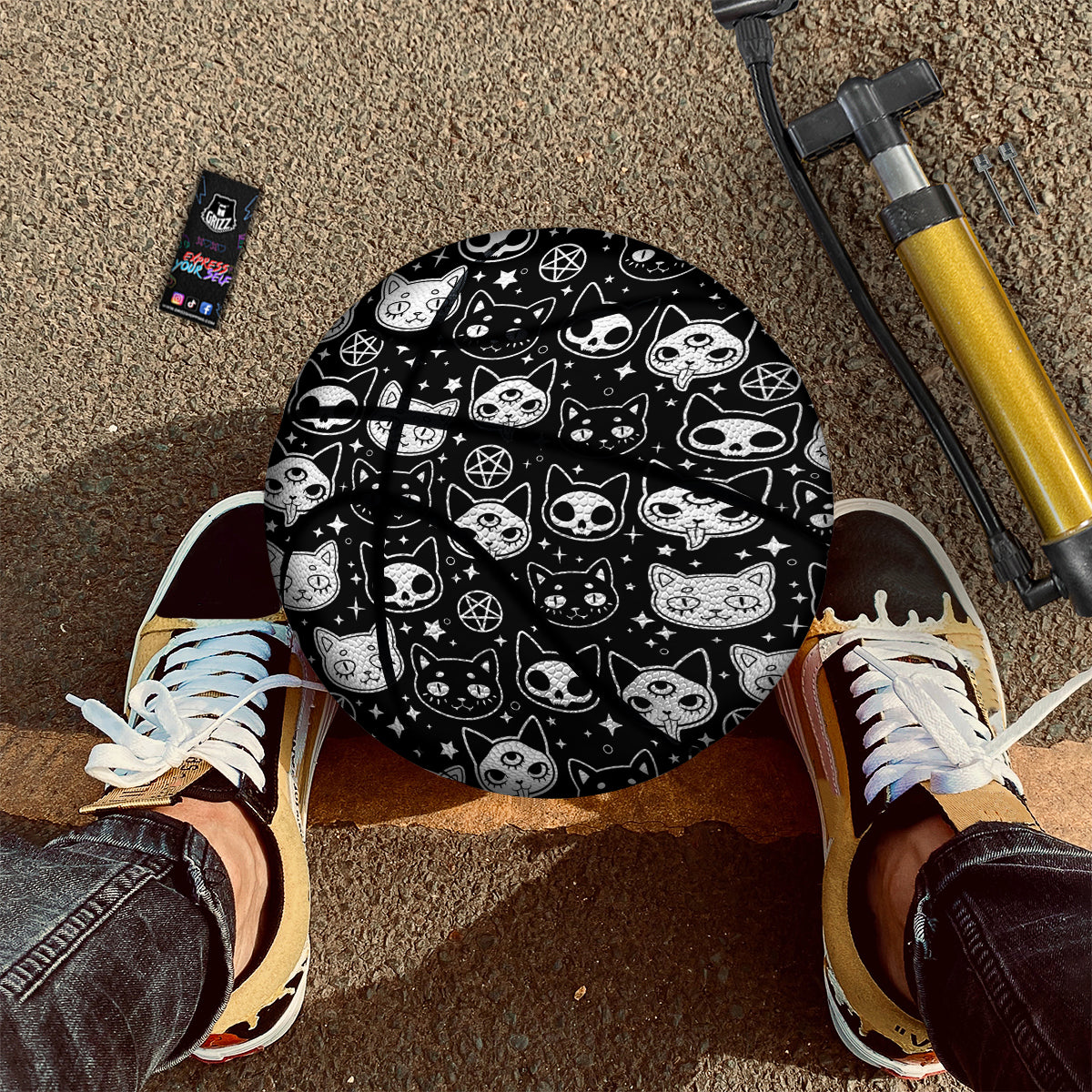 Witch And Ghost Black White Print Pattern Basketball
