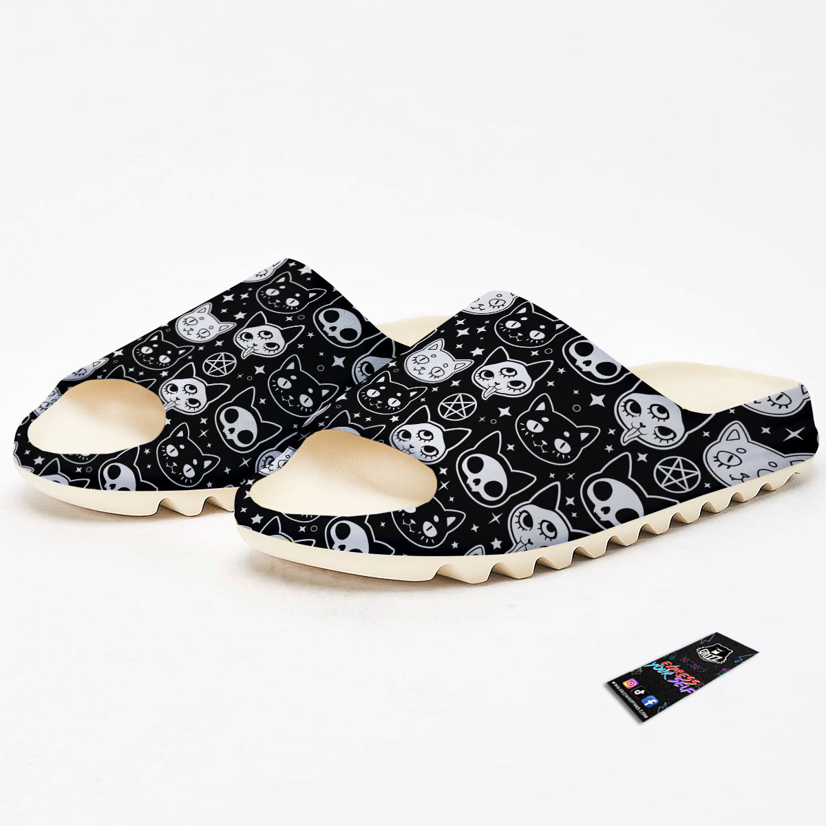 Witch And Ghost Black White Print Pattern Sandals-grizzshop