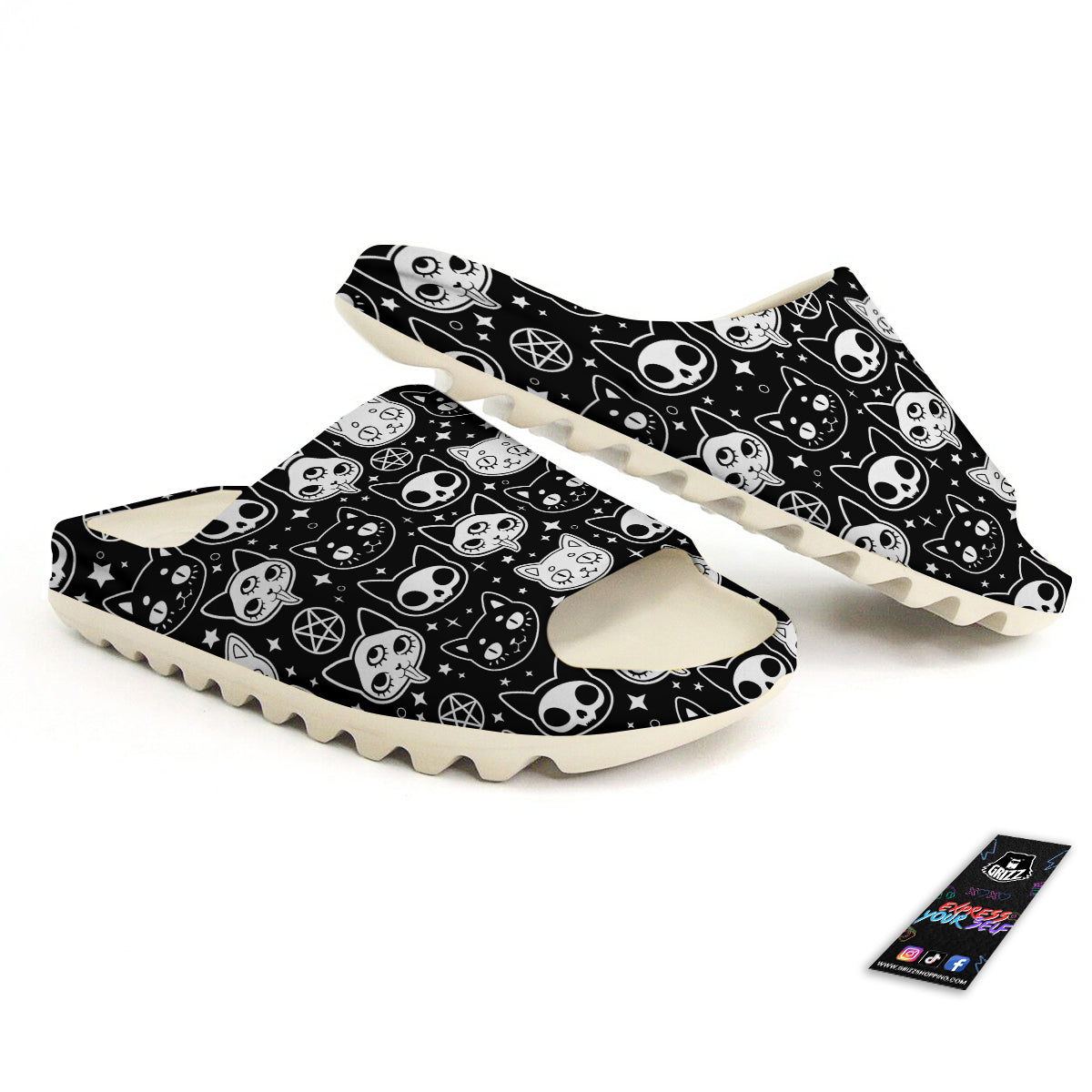 Witch And Ghost Black White Print Pattern Sandals-grizzshop