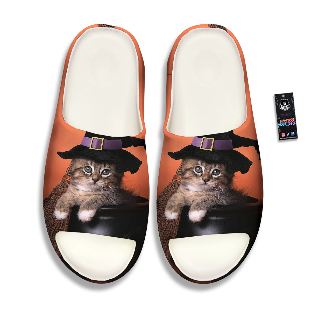 Witch Cat Halloween Cute Print Sandals-grizzshop