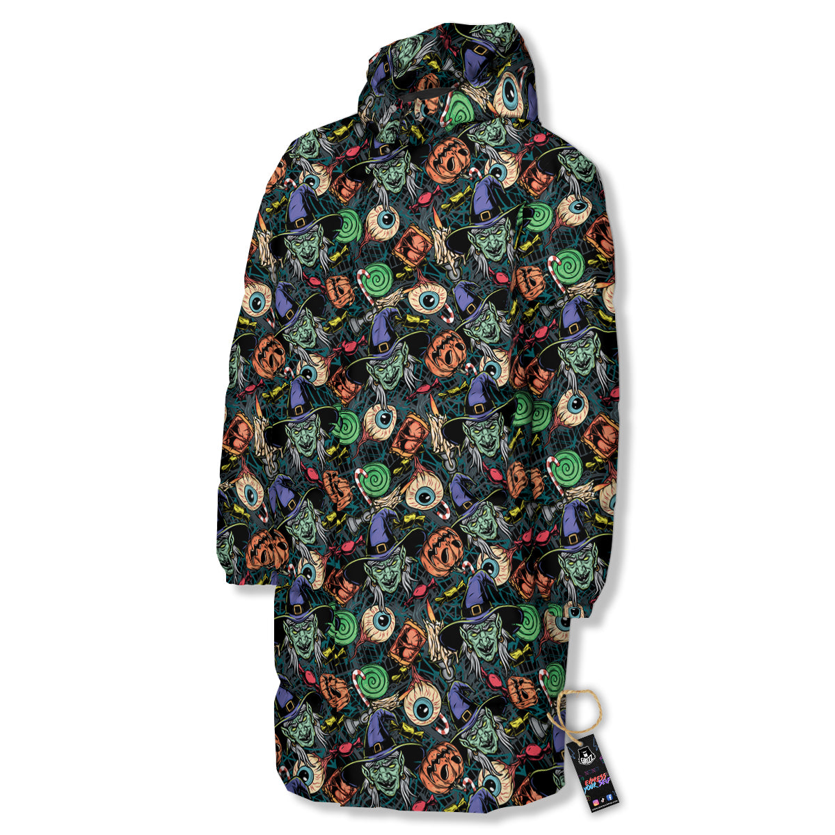 Witch Halloween Elements Print Pattern Long Down Jacket
