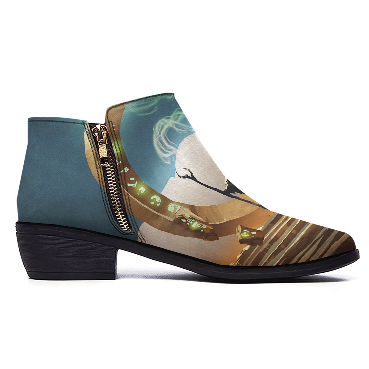 Wizard And Gate Print Ankle Boots-grizzshop