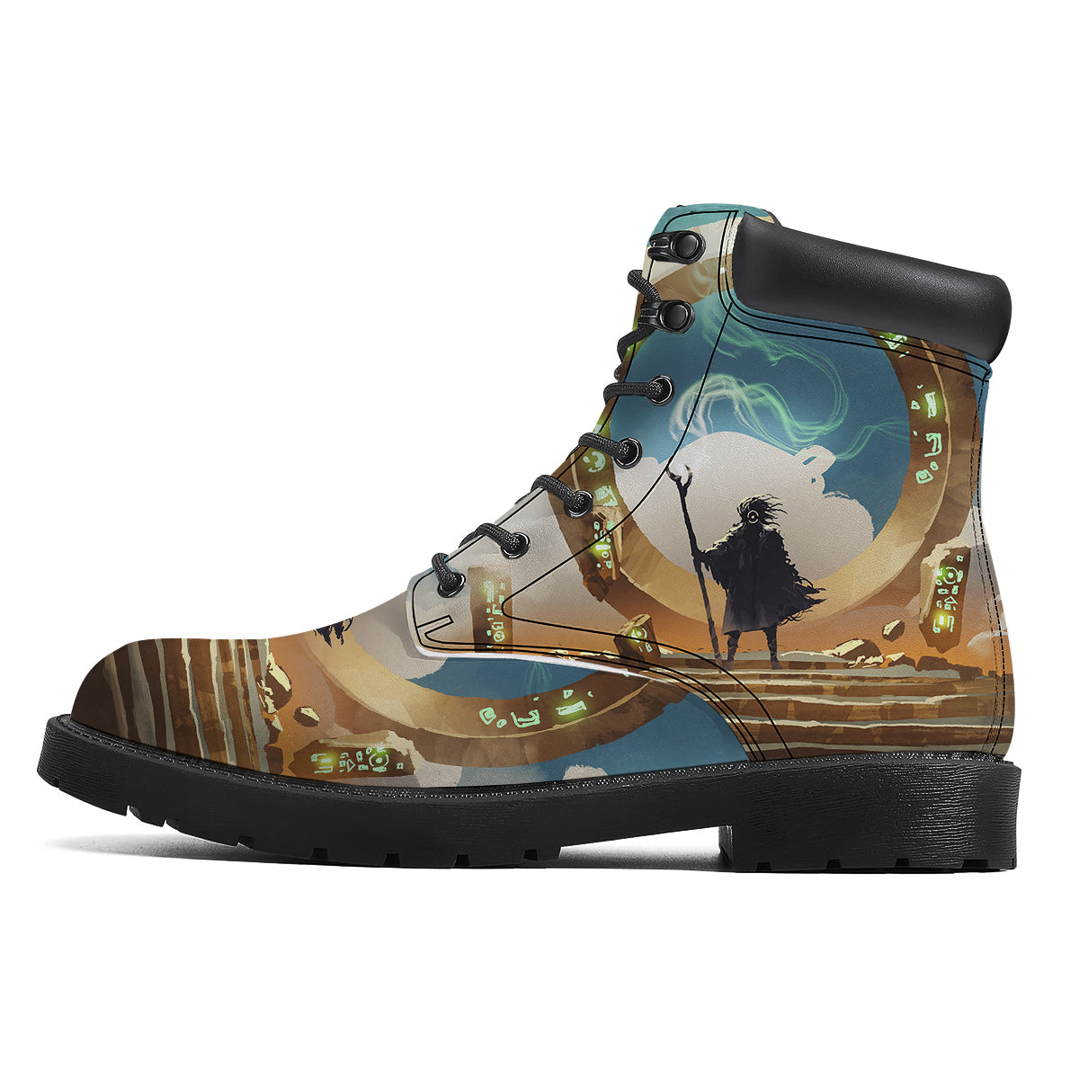 Wizard And Gate Print Boots-grizzshop