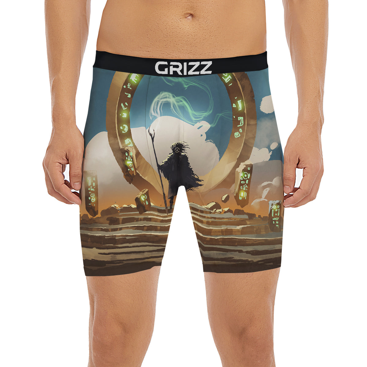 Wizard And Gate Print Boxer Briefs-grizzshop