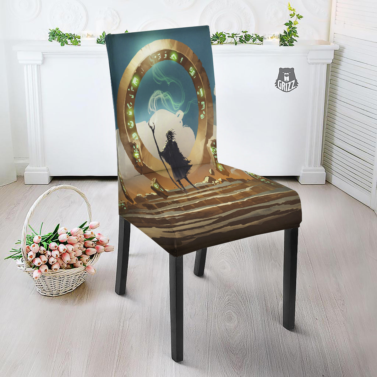 Wizard And Gate Print Dining Chair Slipcover-grizzshop