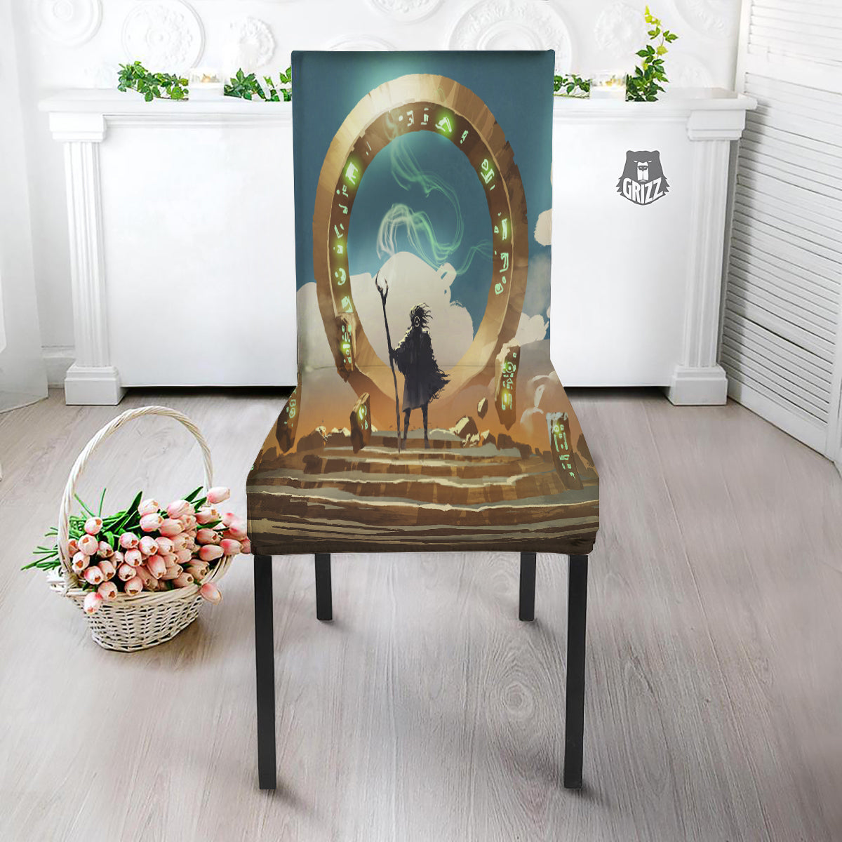 Wizard And Gate Print Dining Chair Slipcover-grizzshop