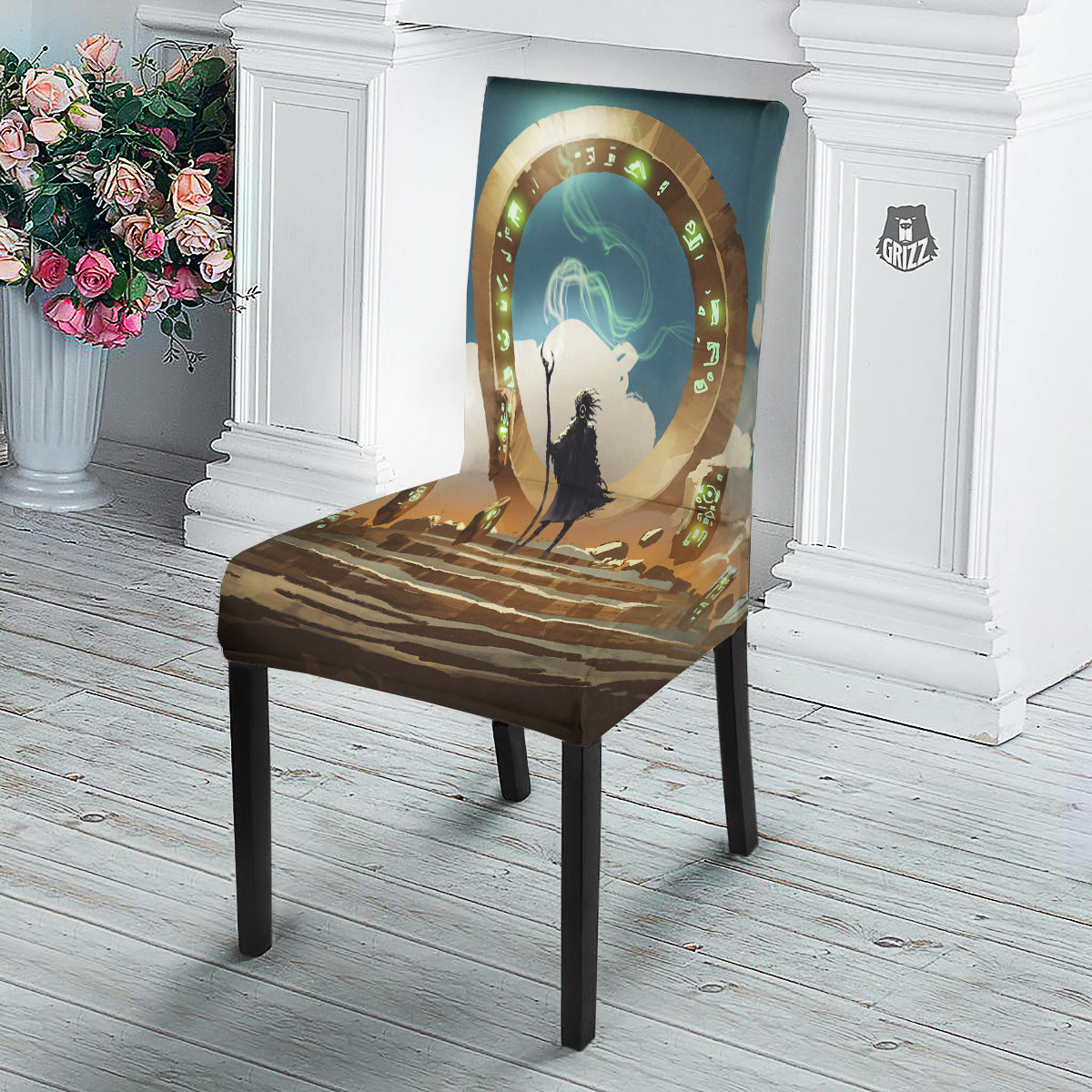 Wizard And Gate Print Dining Chair Slipcover-grizzshop