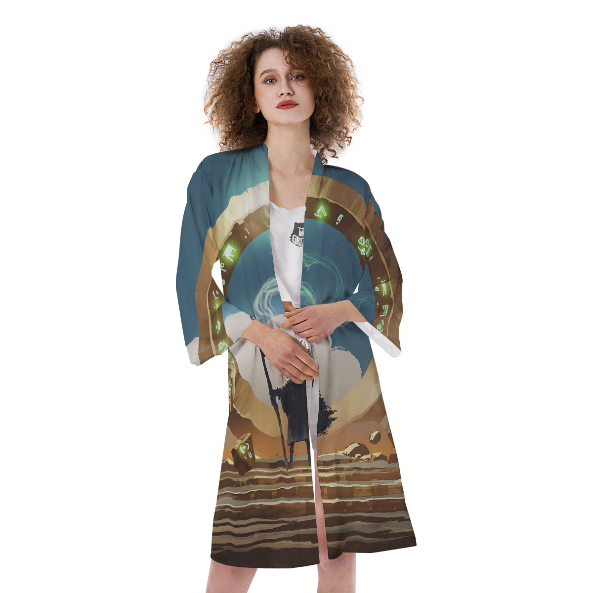 Wizard And Gate Print Kimono-grizzshop