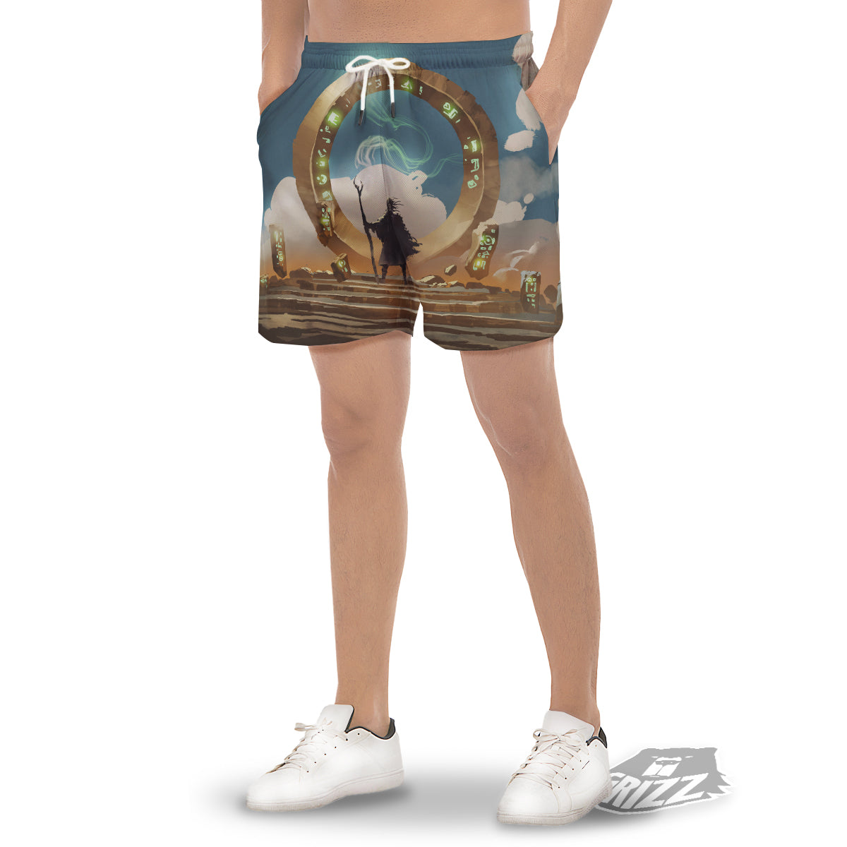 Wizard And Gate Print Men's Gym Shorts-grizzshop