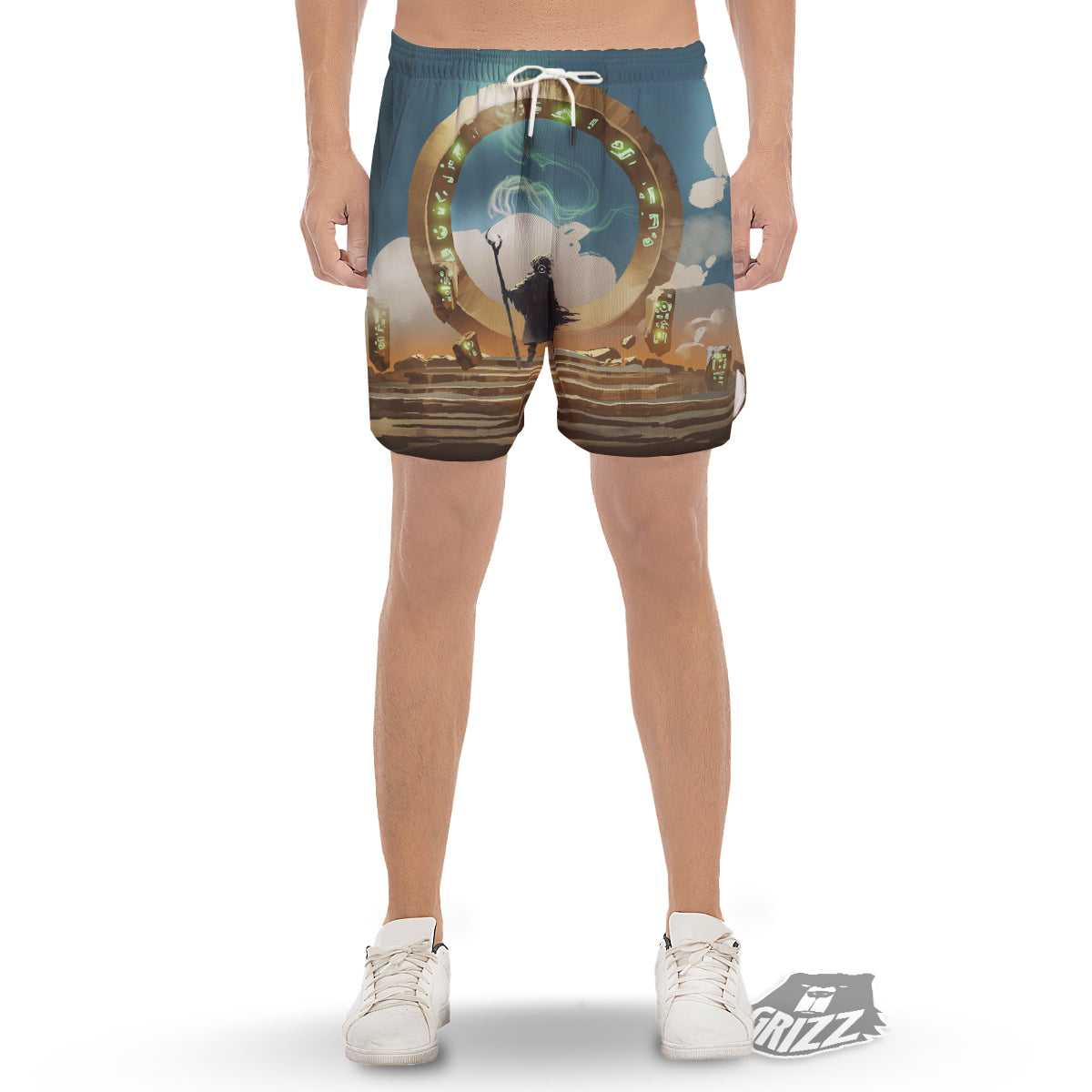 Wizard And Gate Print Men's Gym Shorts-grizzshop