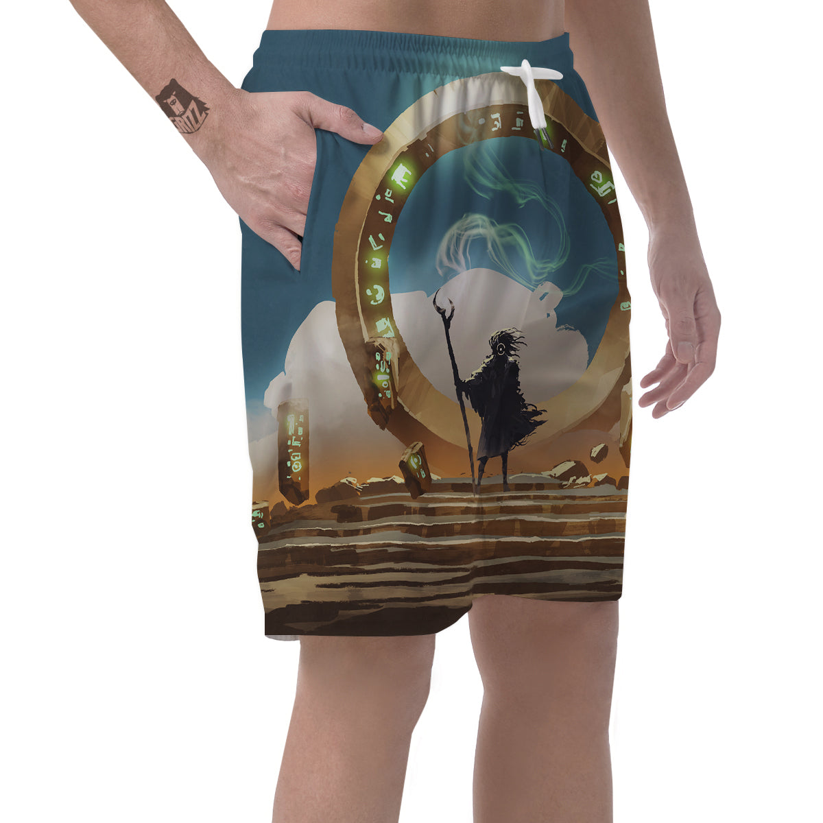 Wizard And Gate Print Men's Shorts-grizzshop