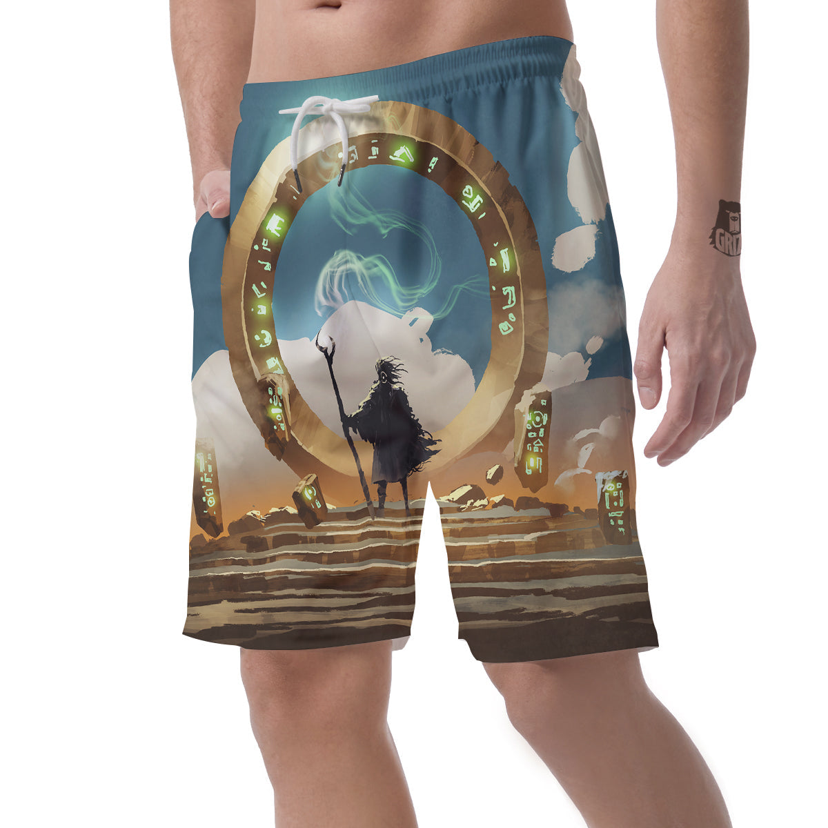 Wizard And Gate Print Men's Shorts-grizzshop