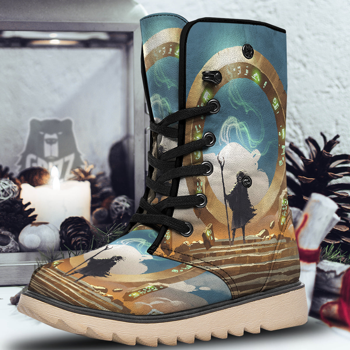 Wizard And Gate Print Snow Boots-grizzshop
