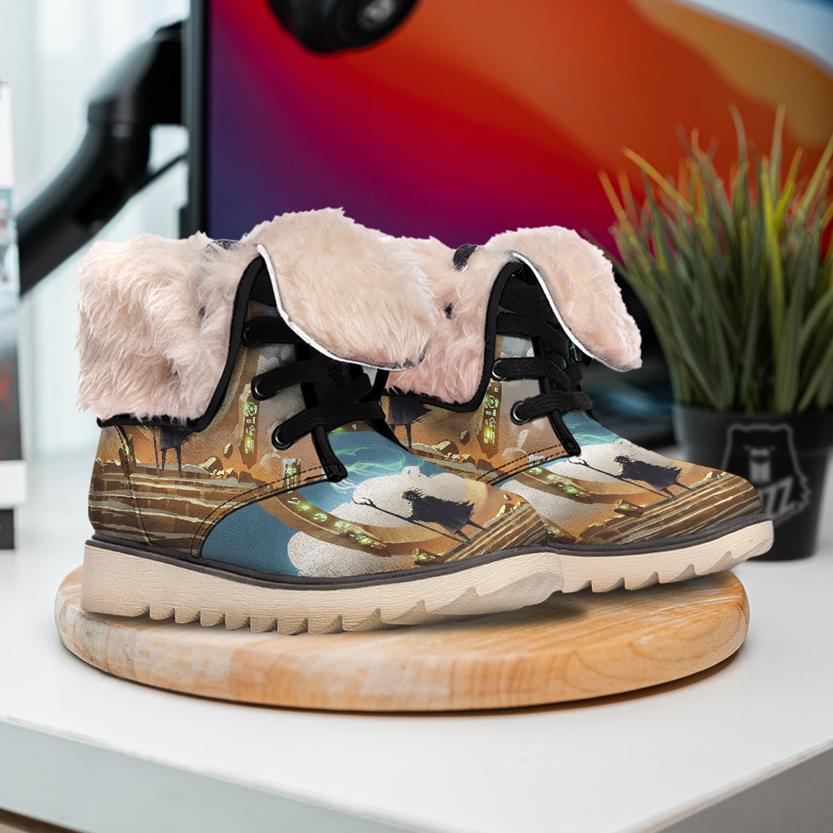 Wizard And Gate Print Snow Boots-grizzshop