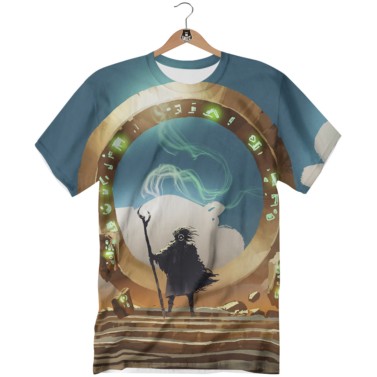 Wizard And Gate Print T-Shirt-grizzshop