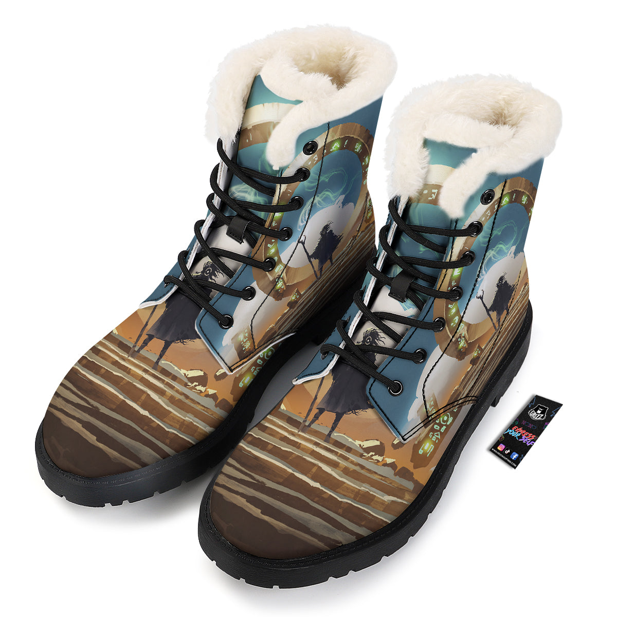Wizard And Gate Print Winter Boots-grizzshop
