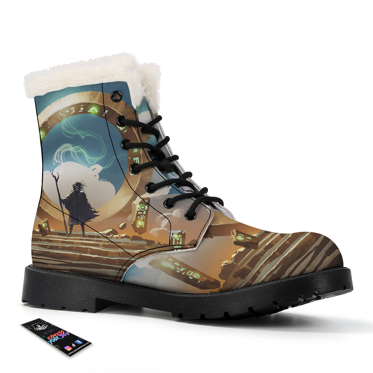 Wizard And Gate Print Winter Boots-grizzshop