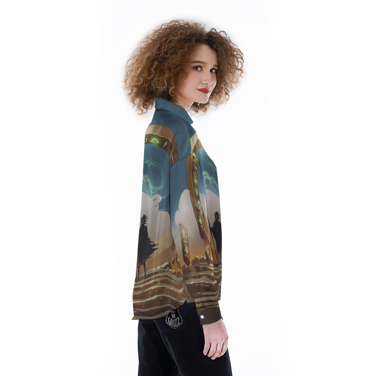 Wizard And Gate Print Women's Long Sleeve Shirts-grizzshop
