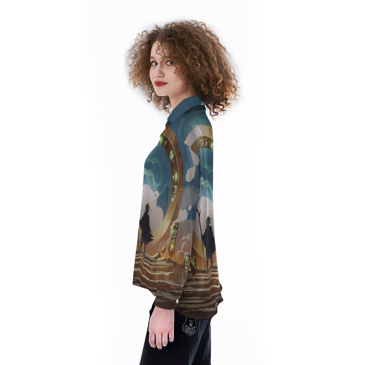 Wizard And Gate Print Women's Long Sleeve Shirts-grizzshop