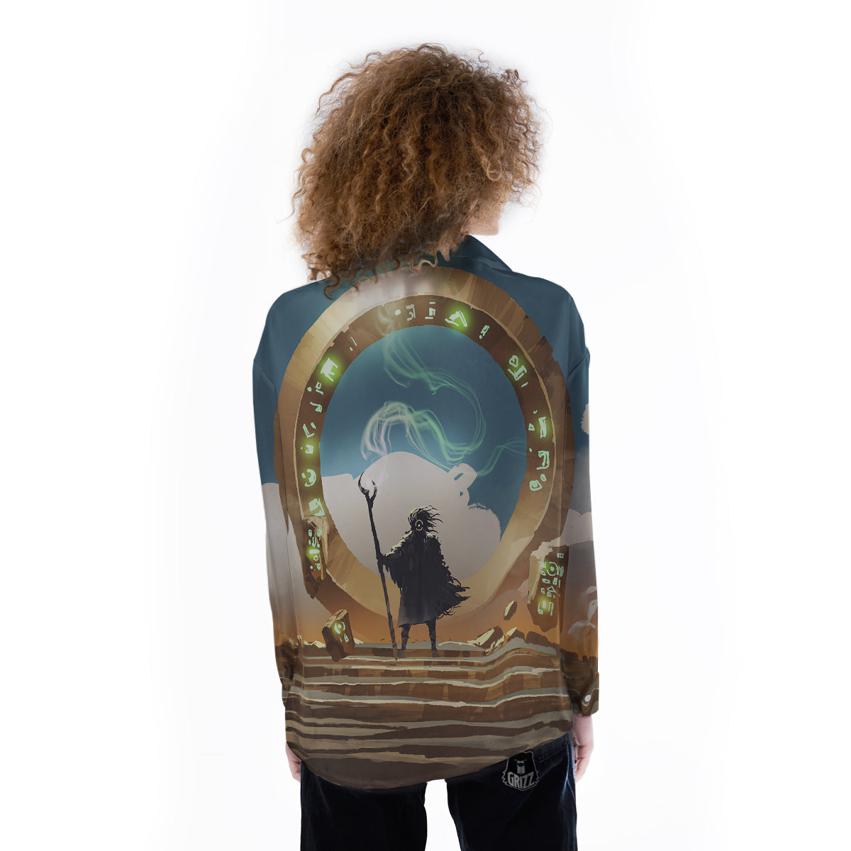 Wizard And Gate Print Women's Long Sleeve Shirts-grizzshop