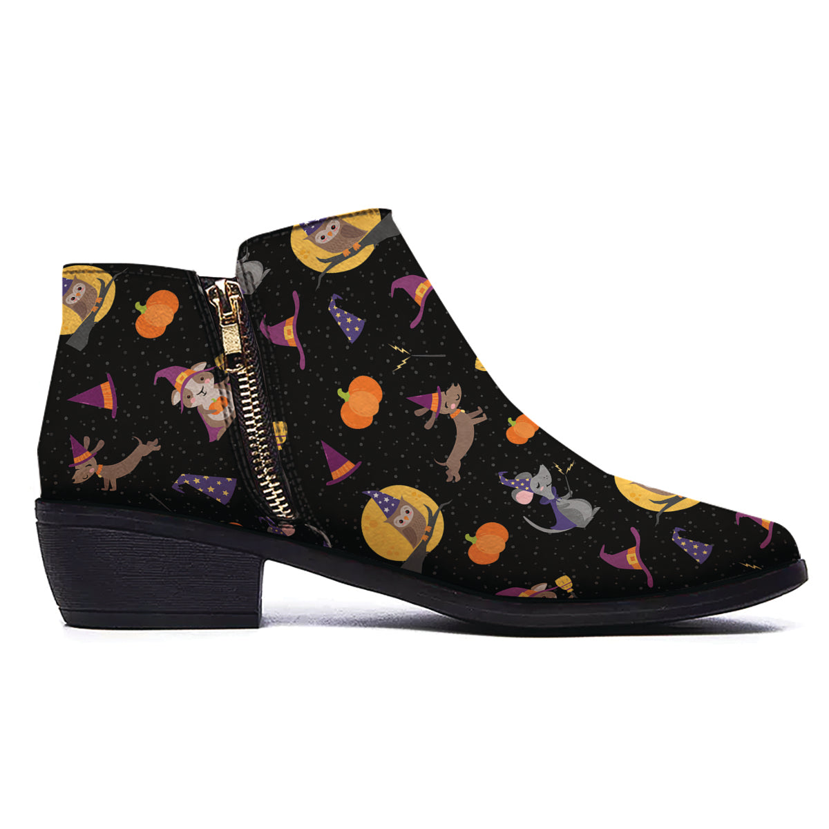 Wizard Animal Print Pattern Ankle Boots-grizzshop
