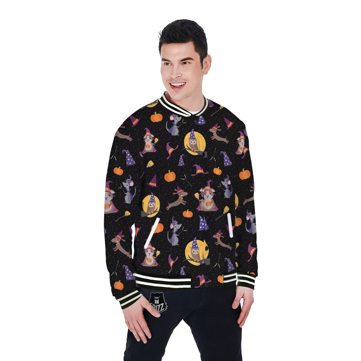 Wizard Animal Print Pattern Baseball Jacket-grizzshop