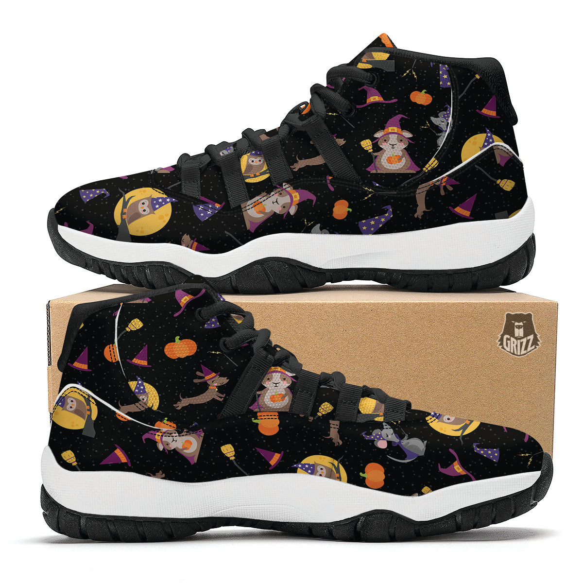 Wizard Animal Print Pattern Black Bball Shoes-grizzshop
