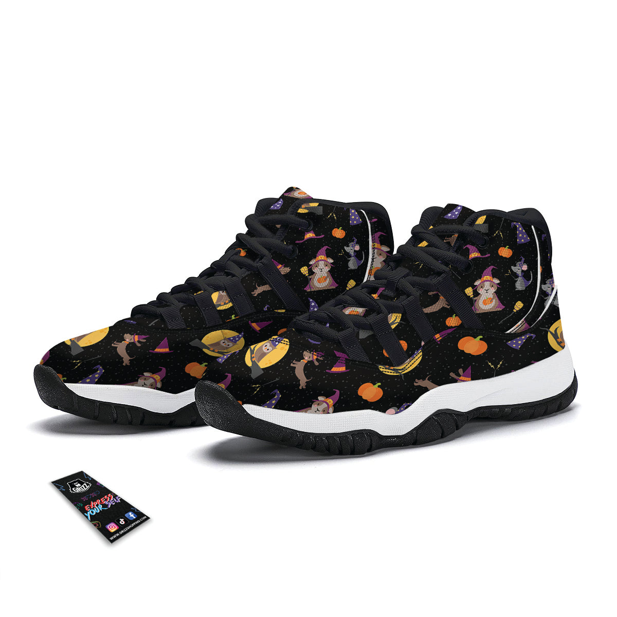 Wizard Animal Print Pattern Black Bball Shoes-grizzshop