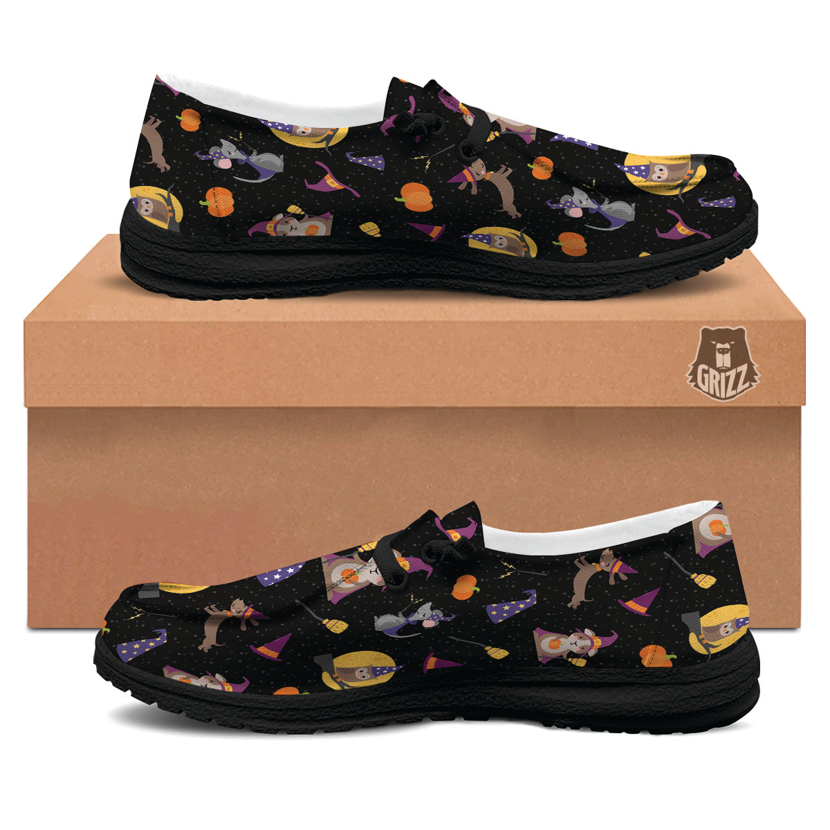Wizard Animal Print Pattern Black Loafers-grizzshop