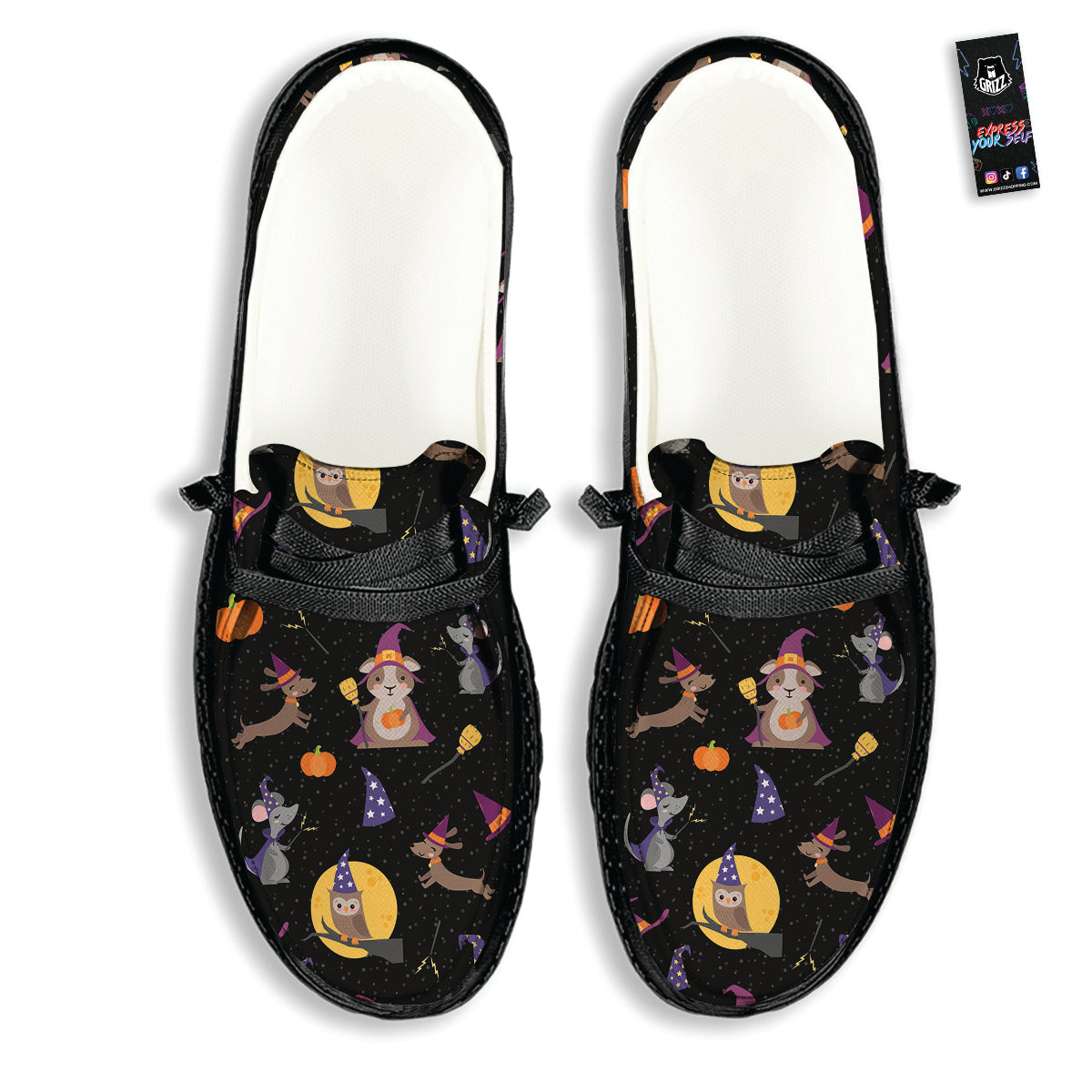 Wizard Animal Print Pattern Black Loafers-grizzshop