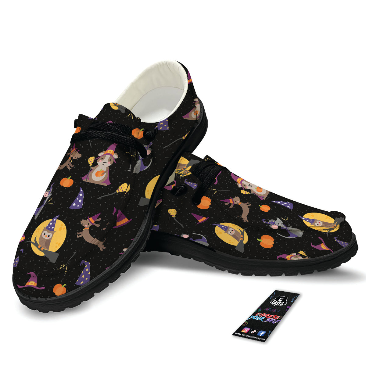 Wizard Animal Print Pattern Black Loafers-grizzshop