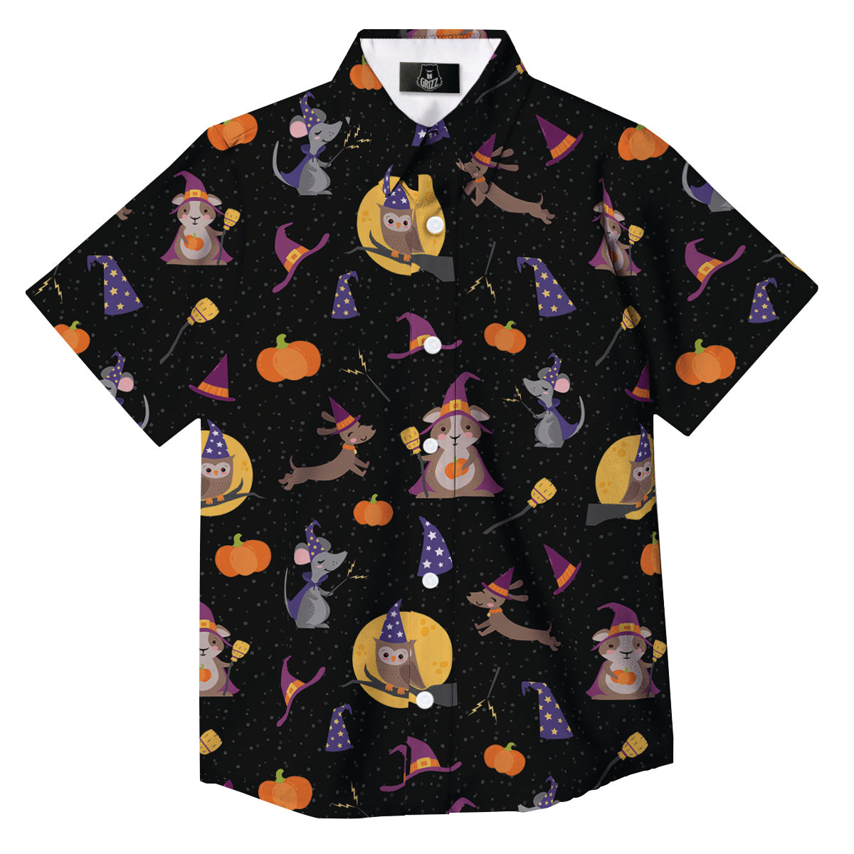 Wizard Animal Print Pattern Button Up Shirt-grizzshop