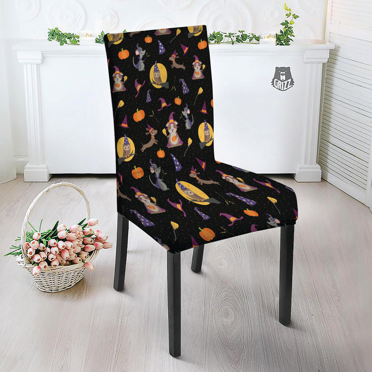 Wizard Animal Print Pattern Dining Chair Slipcover-grizzshop