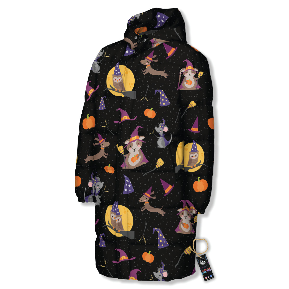 Wizard Animal Print Pattern Long Down Jacket-grizzshop