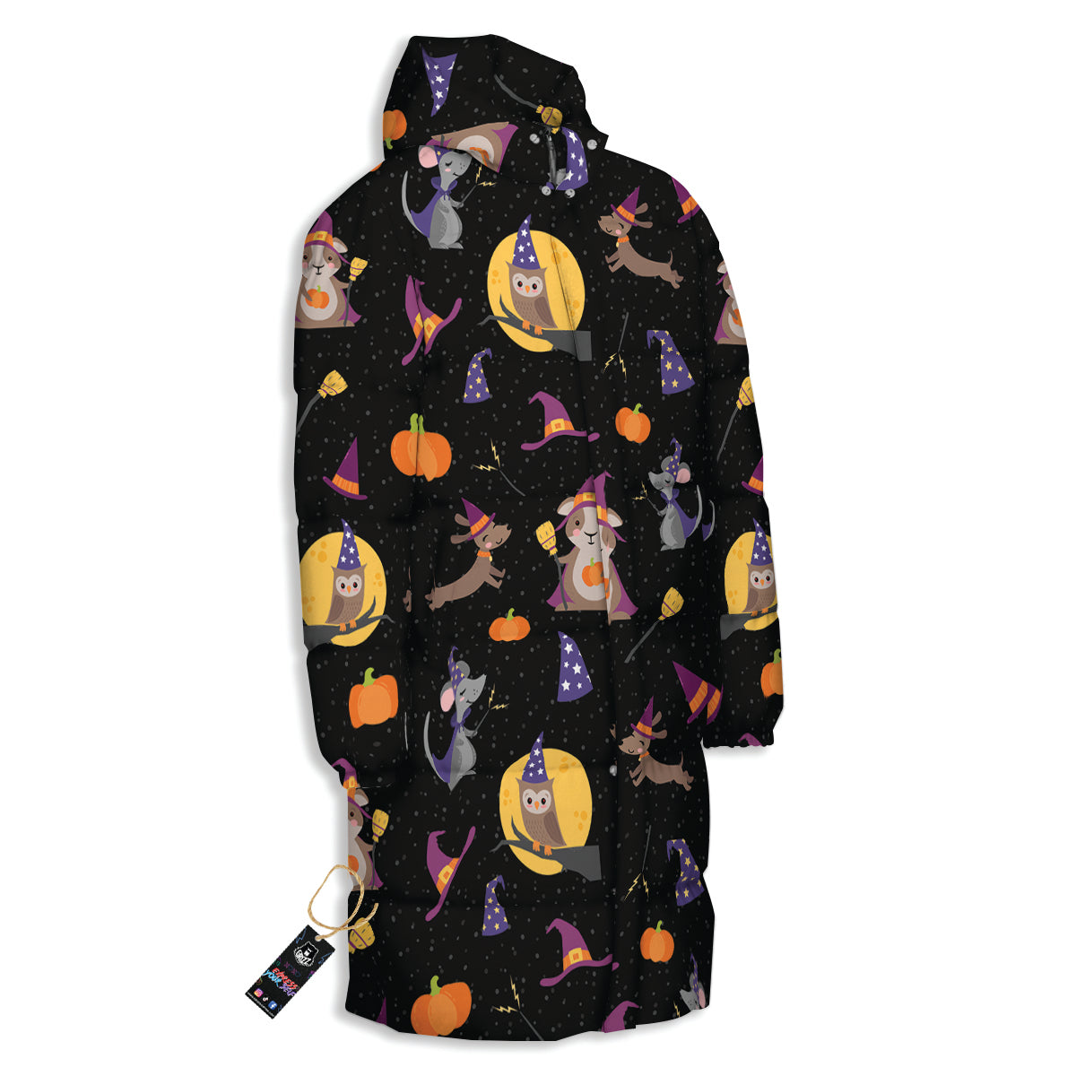 Wizard Animal Print Pattern Long Down Jacket-grizzshop