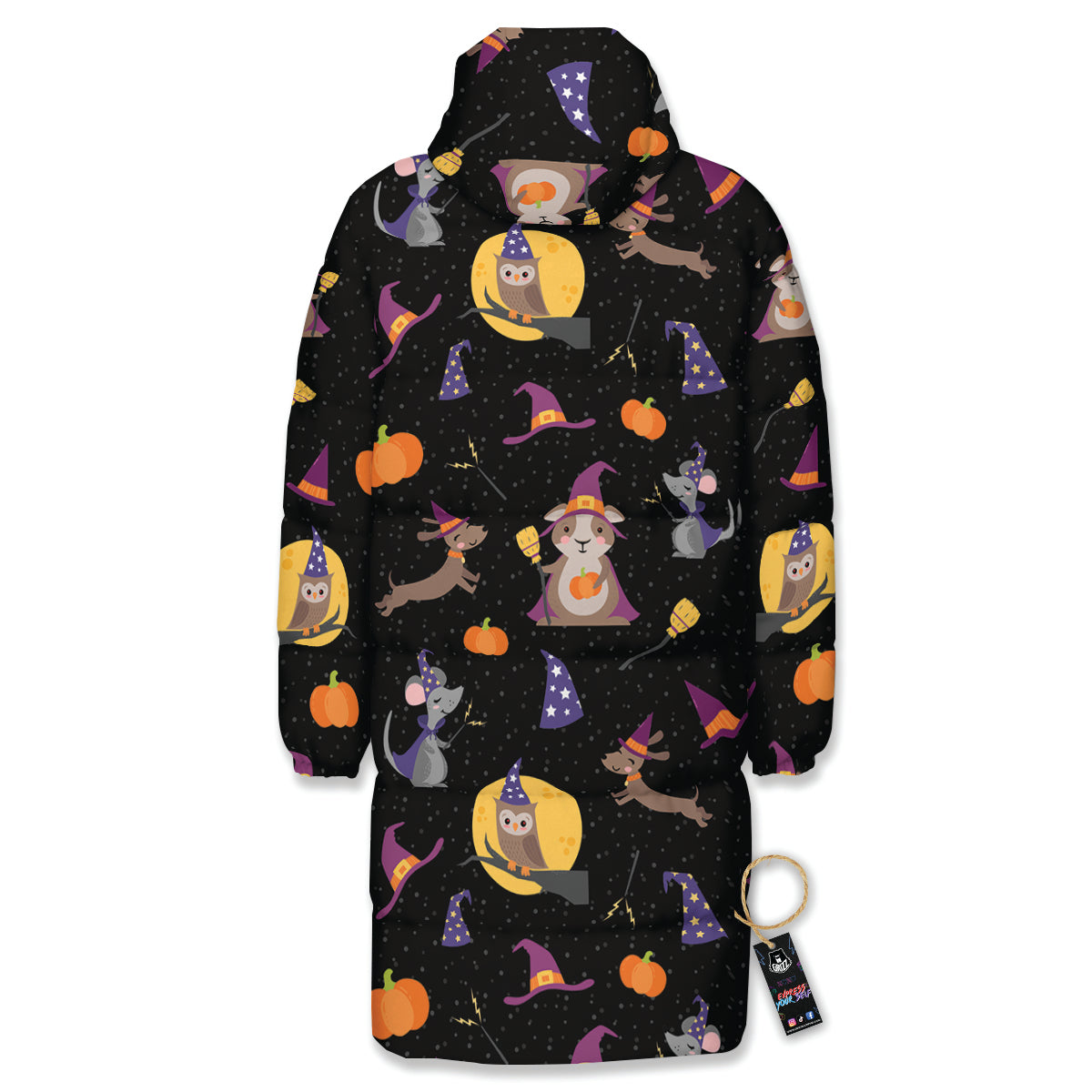 Wizard Animal Print Pattern Long Down Jacket-grizzshop