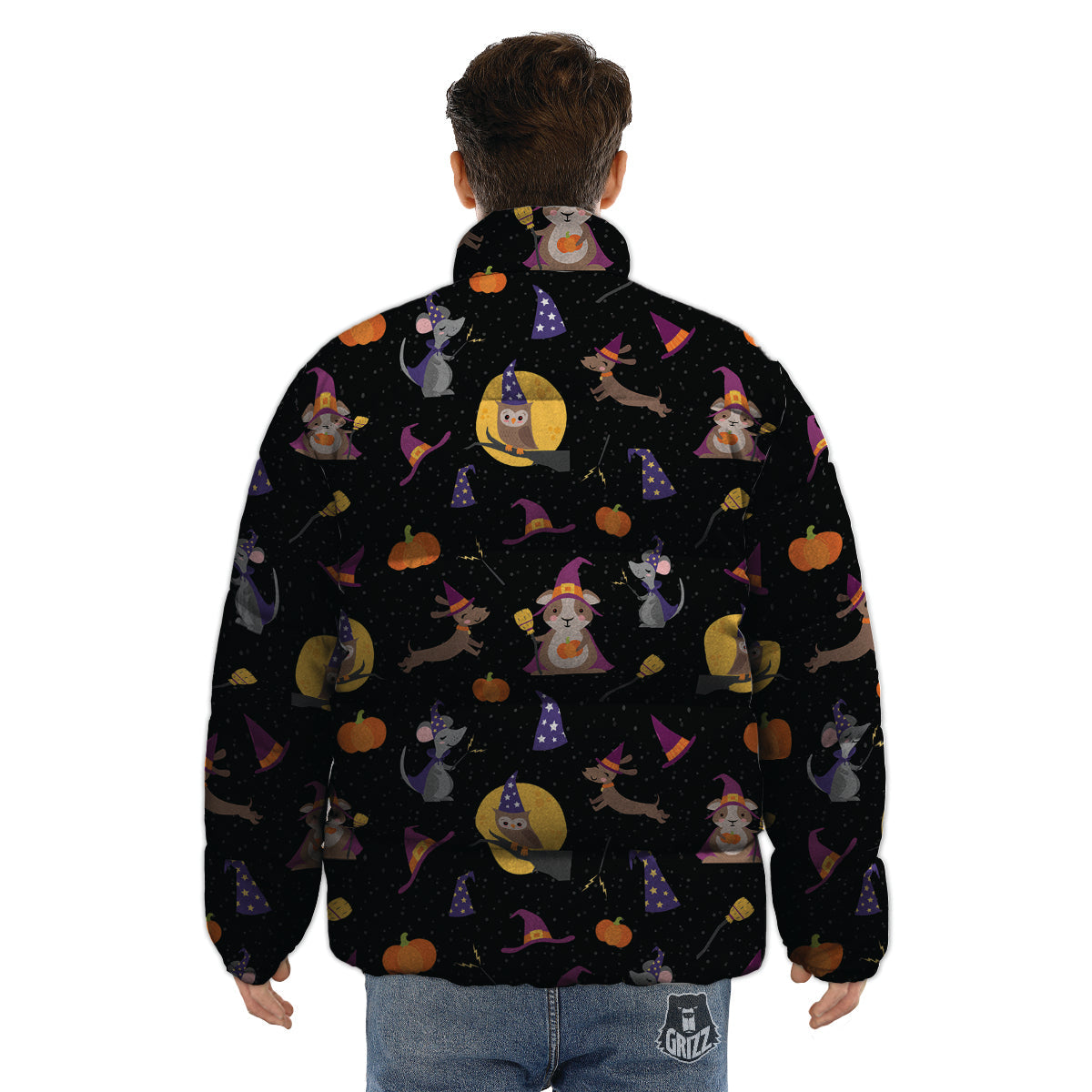 Wizard Animal Print Pattern Puffer Jacket-grizzshop