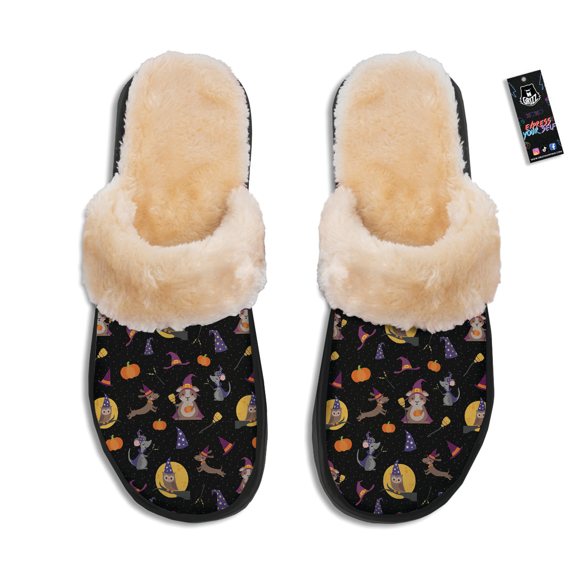 Wizard Animal Print Pattern Slippers-grizzshop