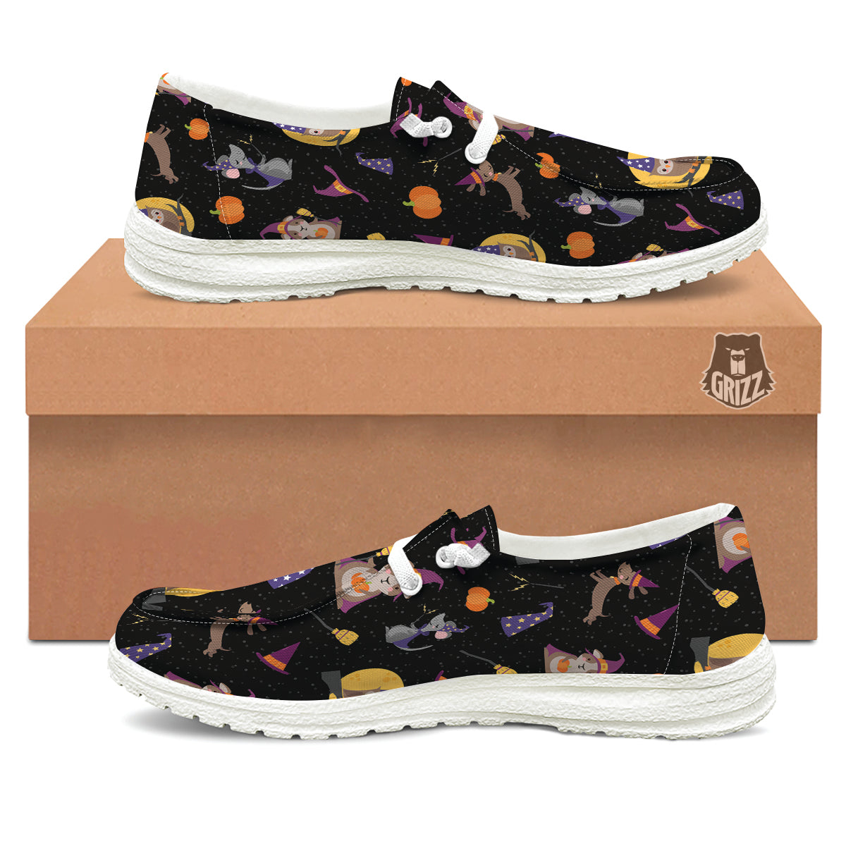 Wizard Animal Print Pattern White Loafers-grizzshop