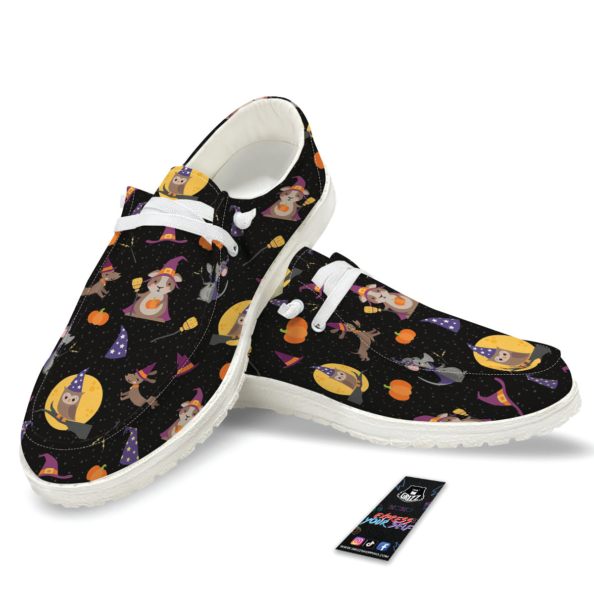 Wizard Animal Print Pattern White Loafers-grizzshop
