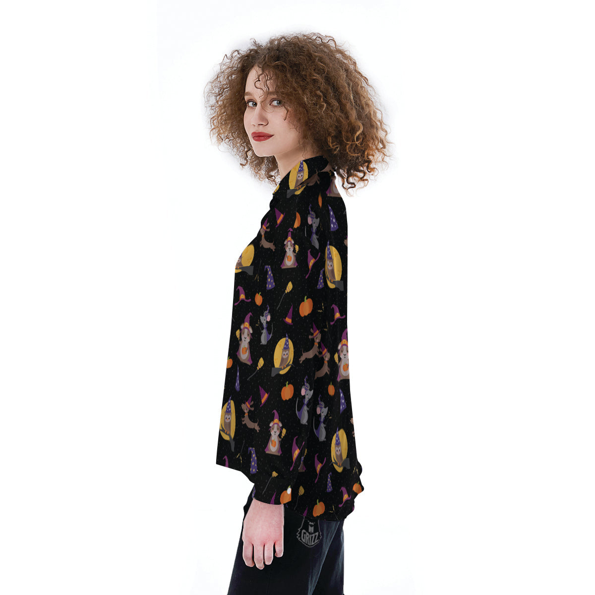 Wizard Animal Print Pattern Women's Long Sleeve Shirts-grizzshop